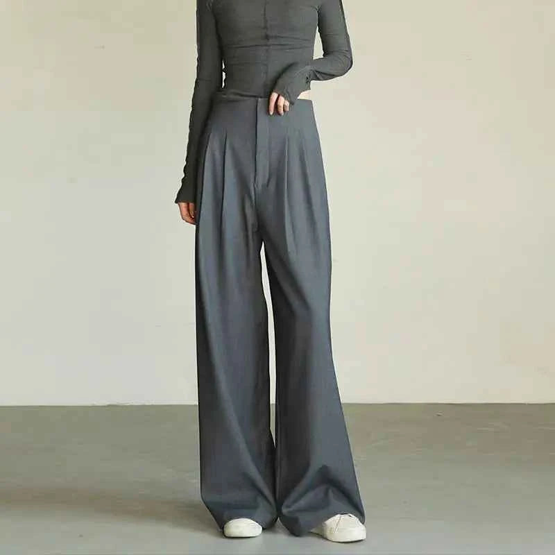 Classic Comfort Draping Effect High Waist Wide Pants