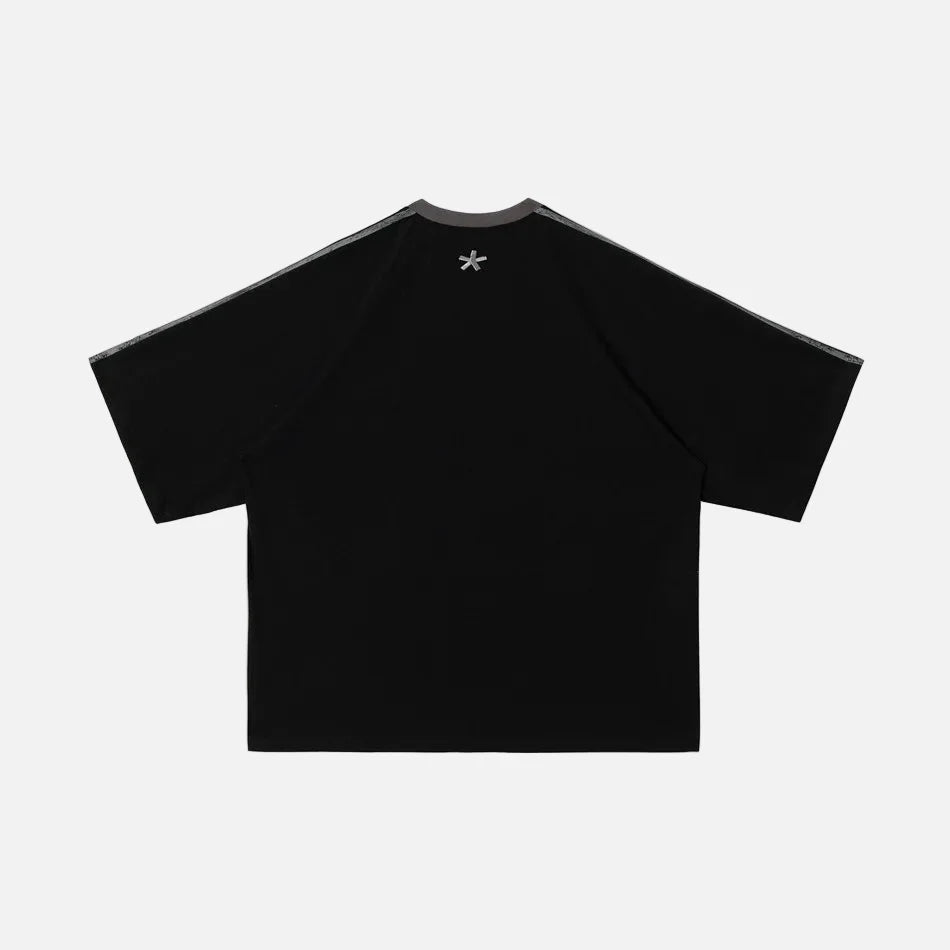Y2K Casual Loose Fit Embroidery Stripe T-Shirt - Luxuryurbanwear