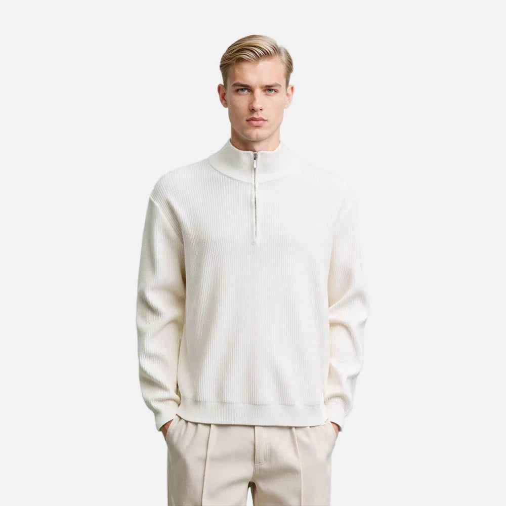 Cozy Knitted Zipper Long Sleeve Sweater
