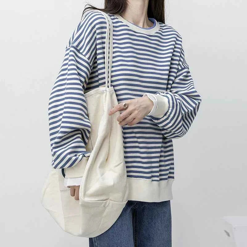 Vintage Women Neck Loose Sweatshirt