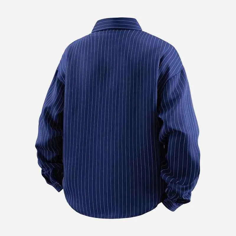 Stylish Striped Pocket Designer Long Sleeve Shirt