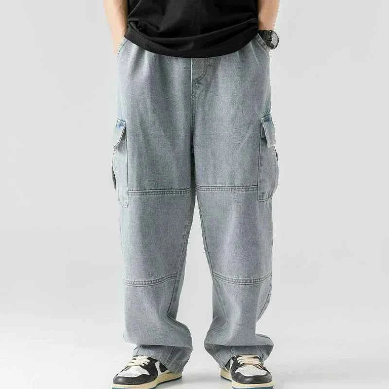 Durable Distressed Workwear Cargo Jeans