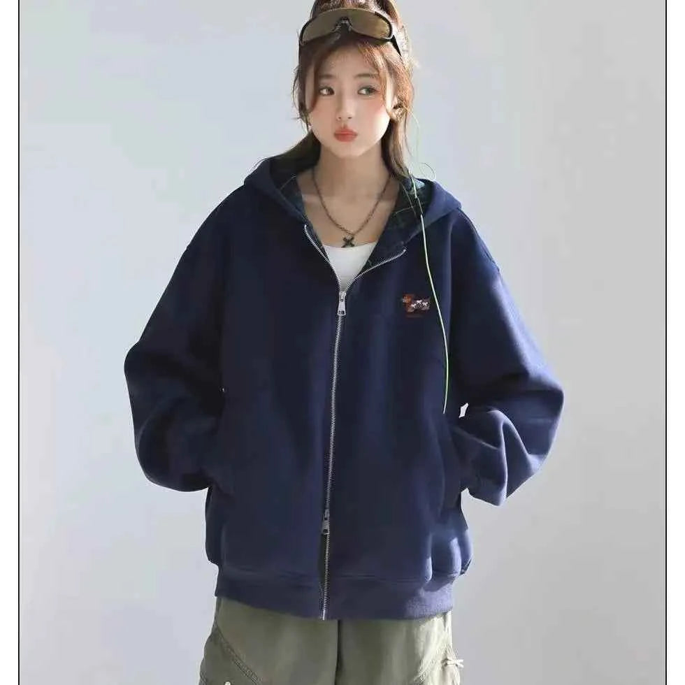 Stylish Colorful Zipper Long Sleeve Sweatshirt