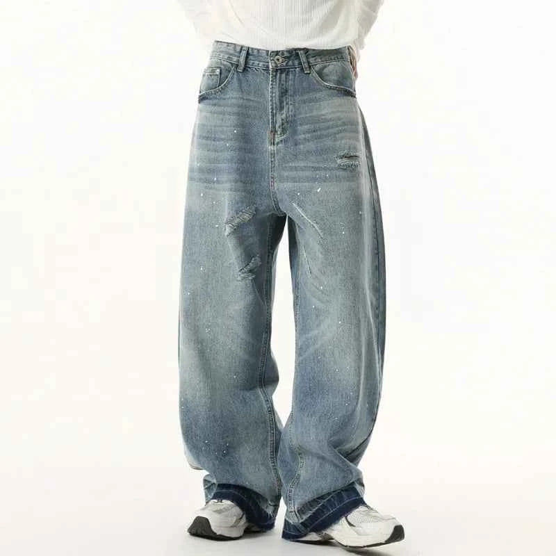 White Cat Whisker Washed Straight Jeans