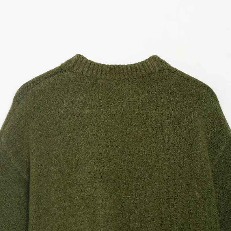 Breathable Green Knitted Short Sleeve Sweater