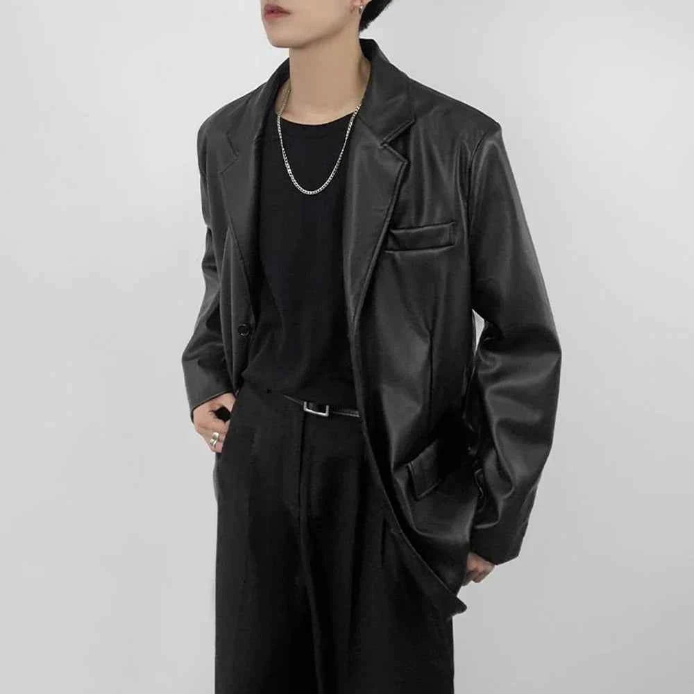 Men Youthful Grunge Moto PU Leather Jacket