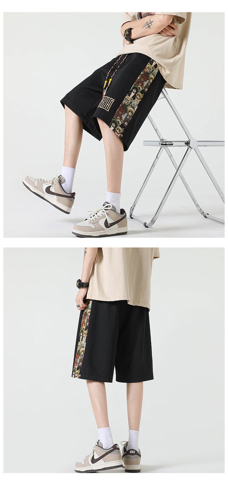 Kawaii Bear Side Patch Baggy Shorts
