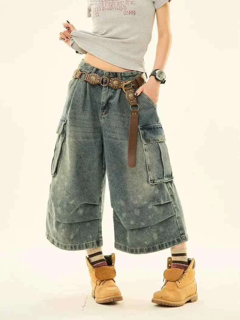 Vintage Grunge Blue Denim Jorts