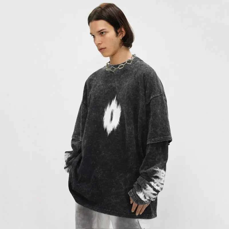Y2K Vintage American Style Distressed Printed Sweatshirt