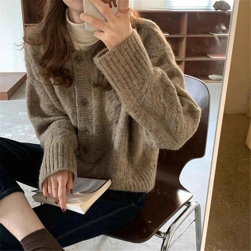 Flattering Casual Button Knit Cardigan
