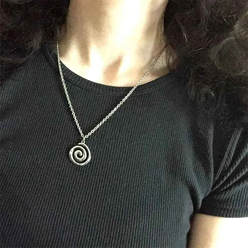 Retro Spiral Vortex Pendant Couple Necklace