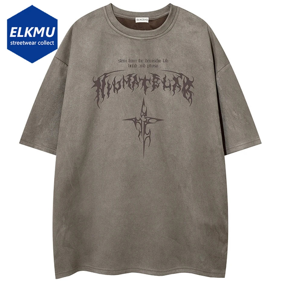 Streetwear Oversized Suede T-Shirt