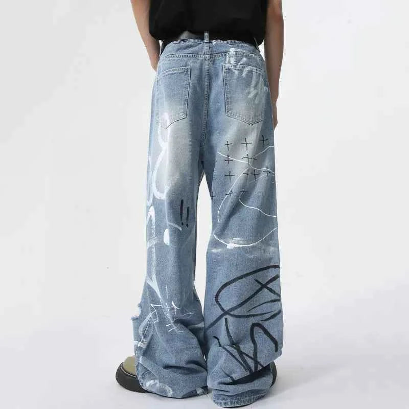 High Street Niche Graffiti Denim Jeans
