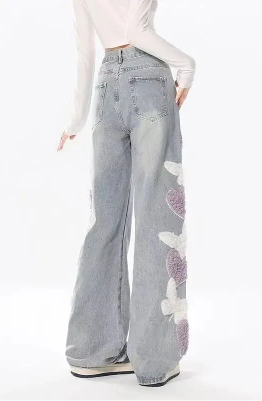 Women Butterfly Pattern 3D Jeans - Luxuryurbanwear