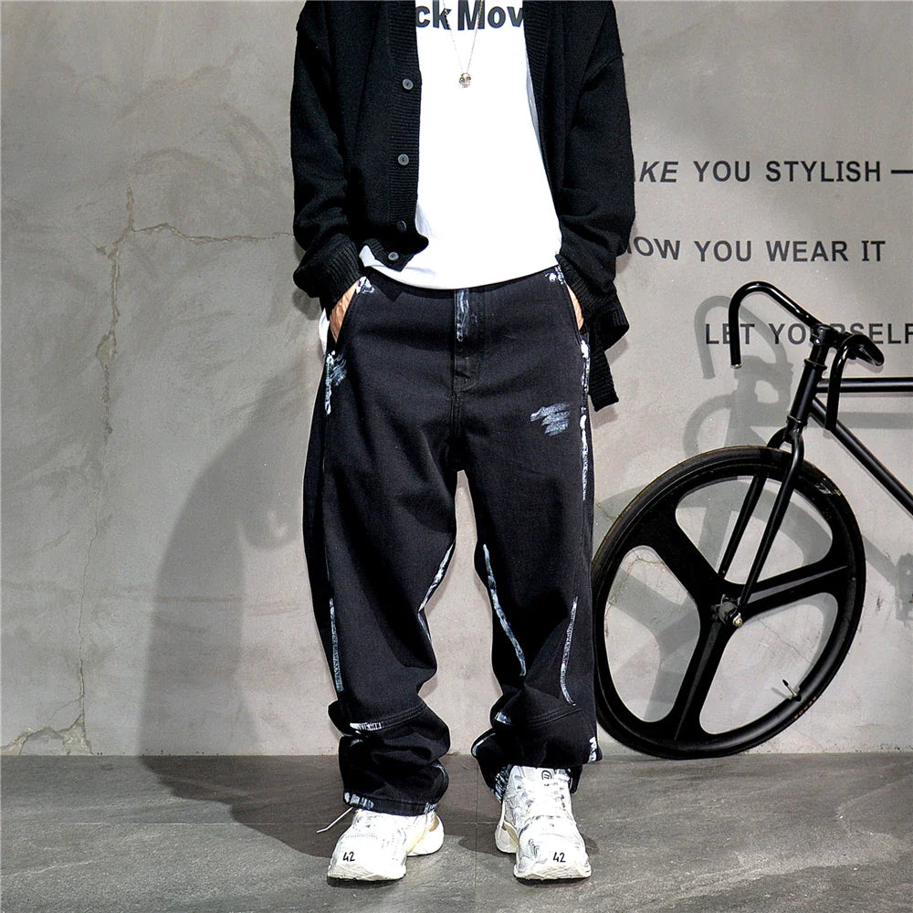 Ebony Black Splash Paint Style Pants