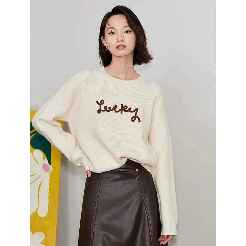 Cozy Warm Knitted Letter Print Sweater