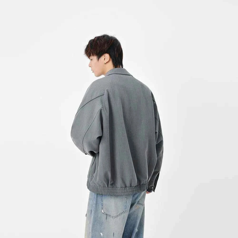 Durable Lapel Loose Fit Zip Up Jacket