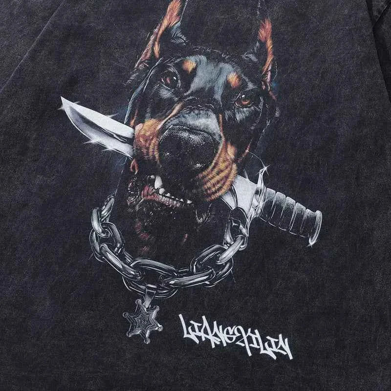 Oversized Vintage Dog Graphic T-Shirt
