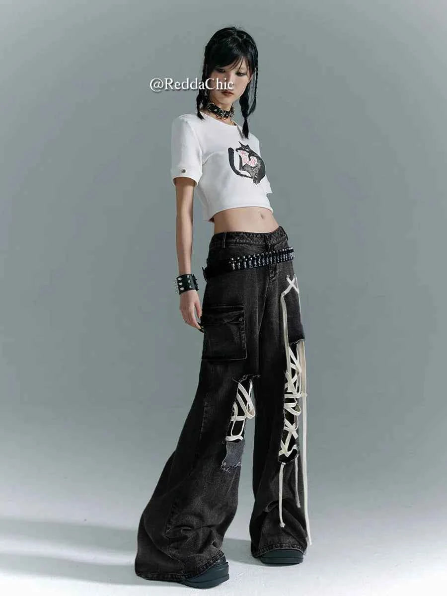 Lightweight Black Vintage Baggy High Waist Jeans