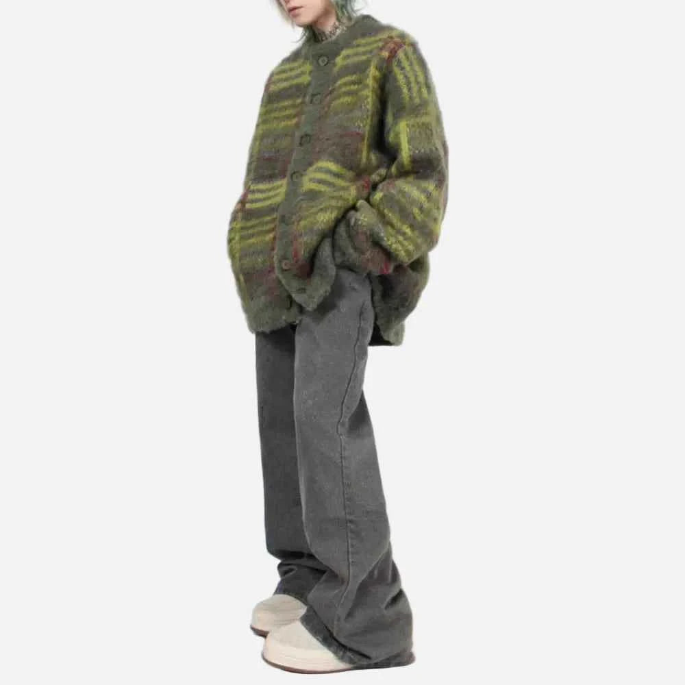 Y2K Trendy Contrast Color Long Sleeve Cardigan