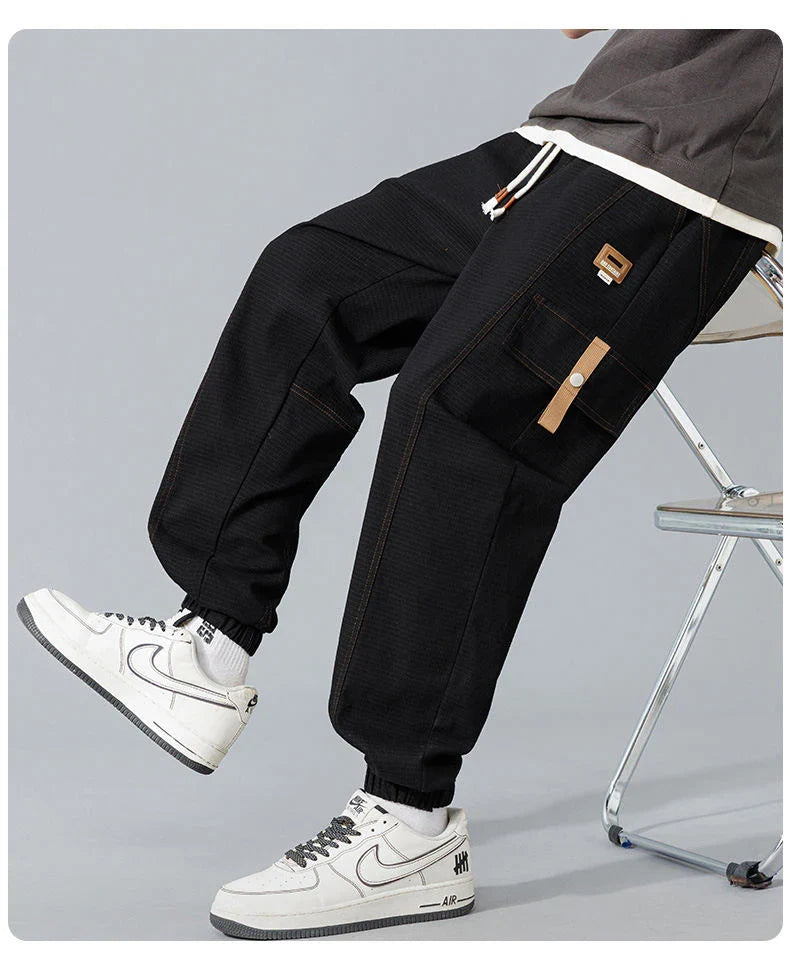Elastic Cropped Pockets Safari Style Pants