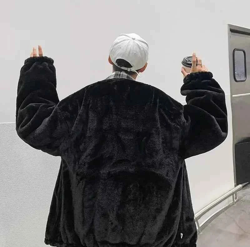 Reversible Warm Double Wool Faux Fur Jacket