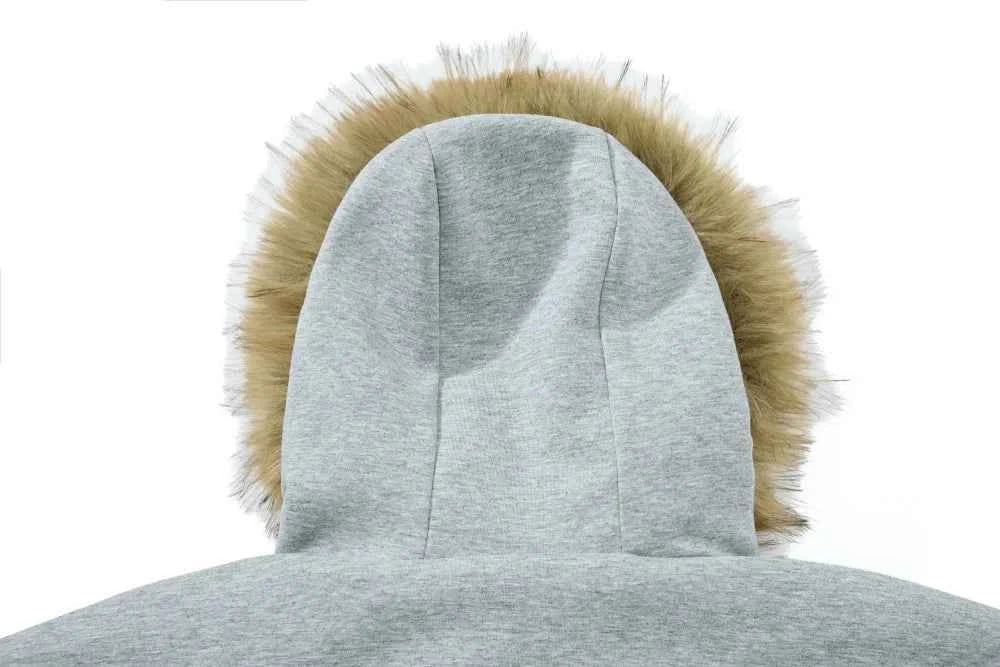 Streetwear Grim Reaper Print Fur Hooded Jacket