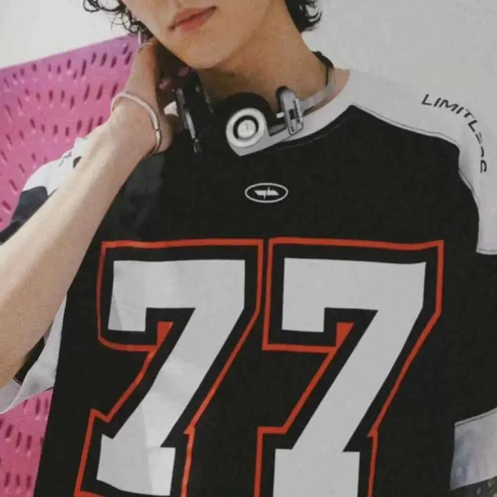 Contrast American Style Sport Jersey T-Shirt