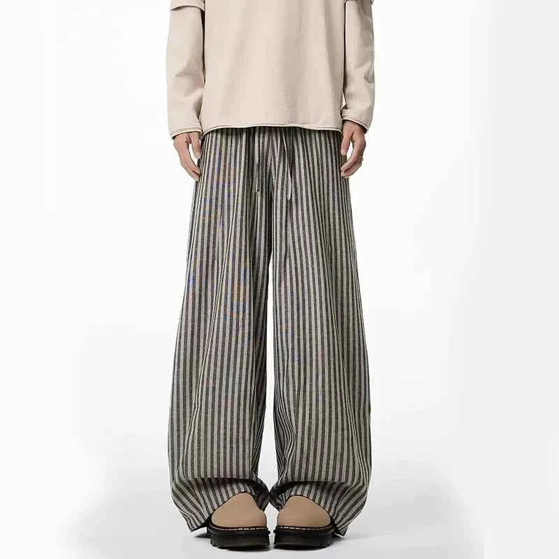 Streetwear Vintage Japanese Style Black Striped Pants