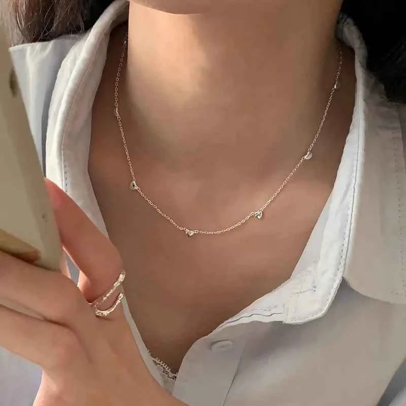 Geometric Love Adjustable Chain Hearts Necklace