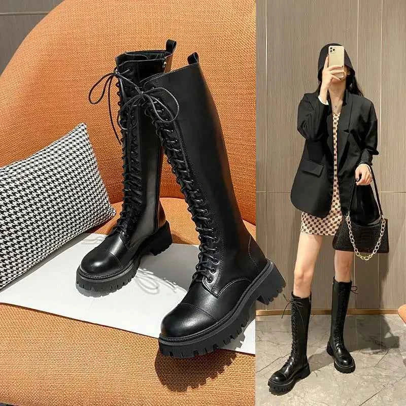 Luxury Modern Lace-Up High Cut Boots