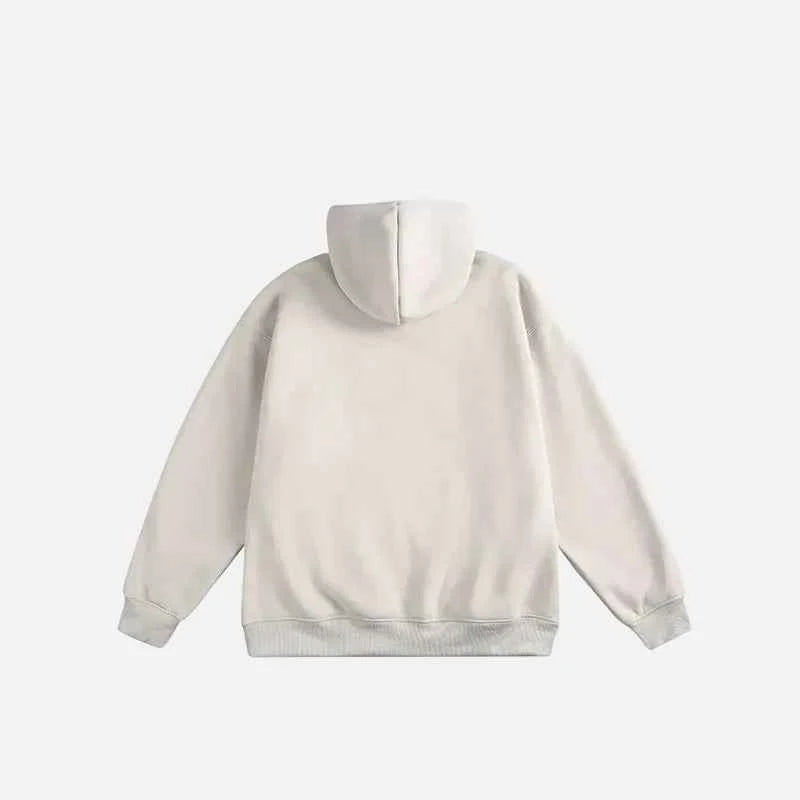 Heavyweight Letter Print Fleece Sporty Hoodie