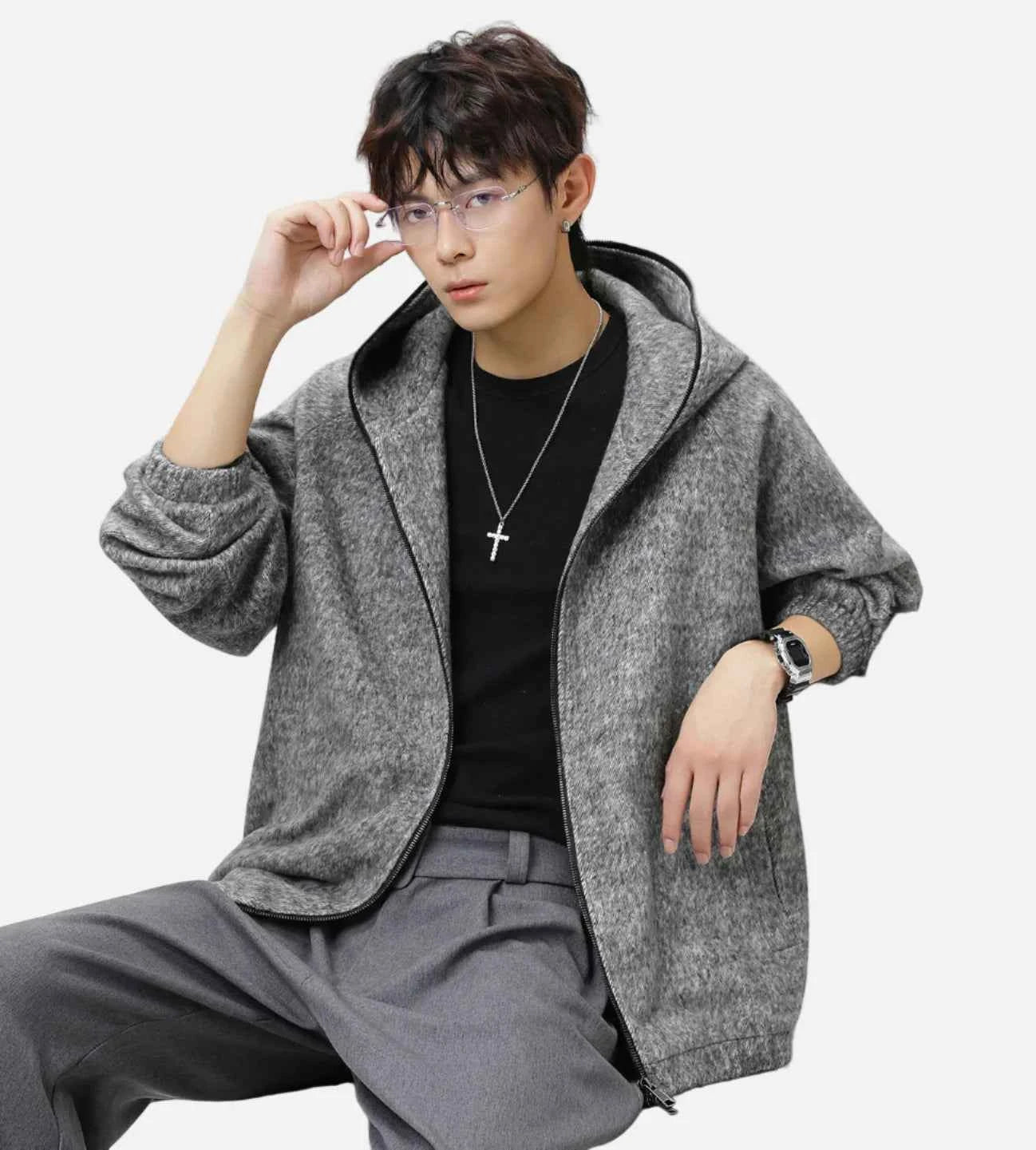 Lazy Style Oversized Mohair Blend Jacket