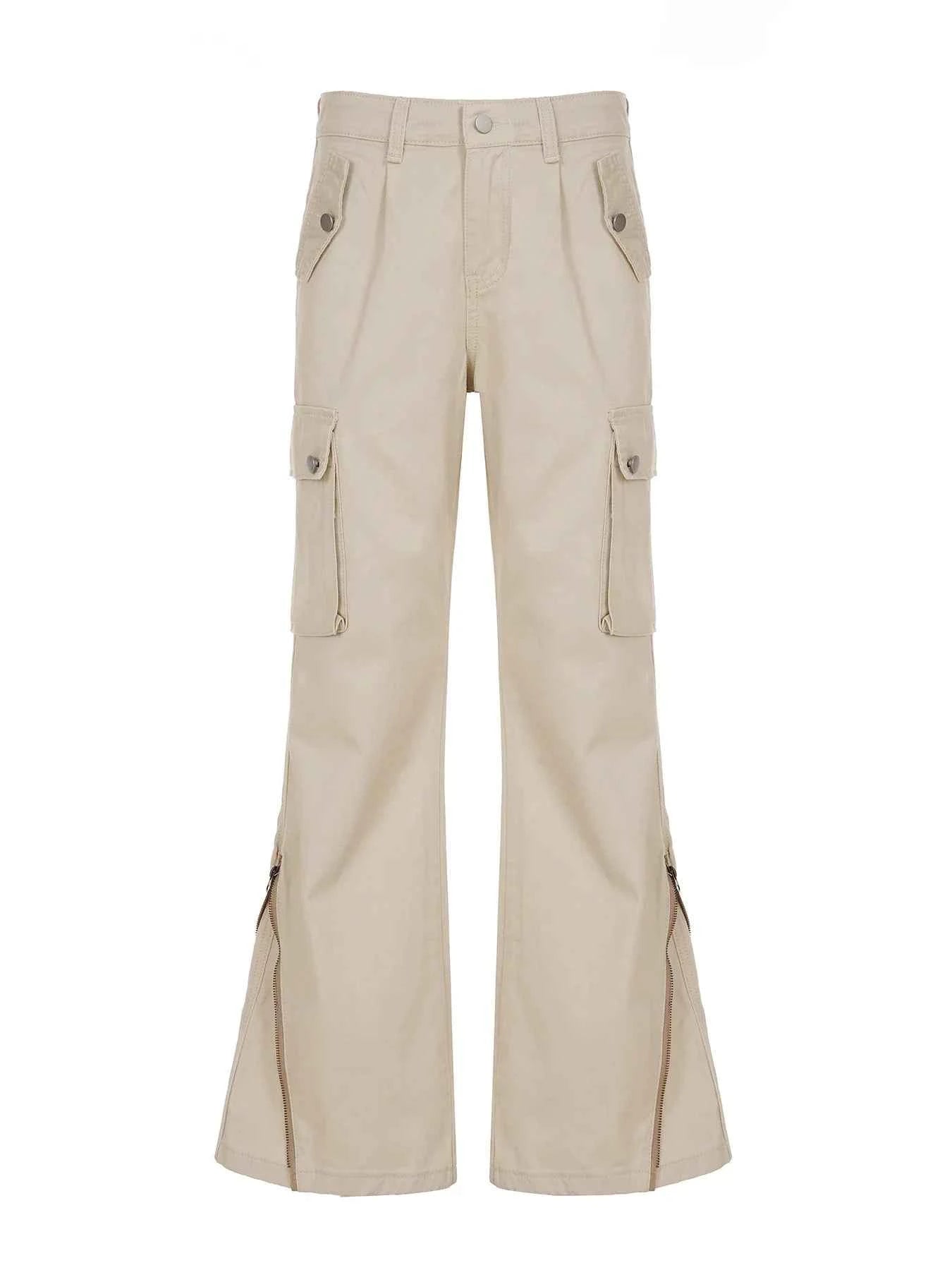 Vintage Khaki Flared Patchwork Denim Jeans