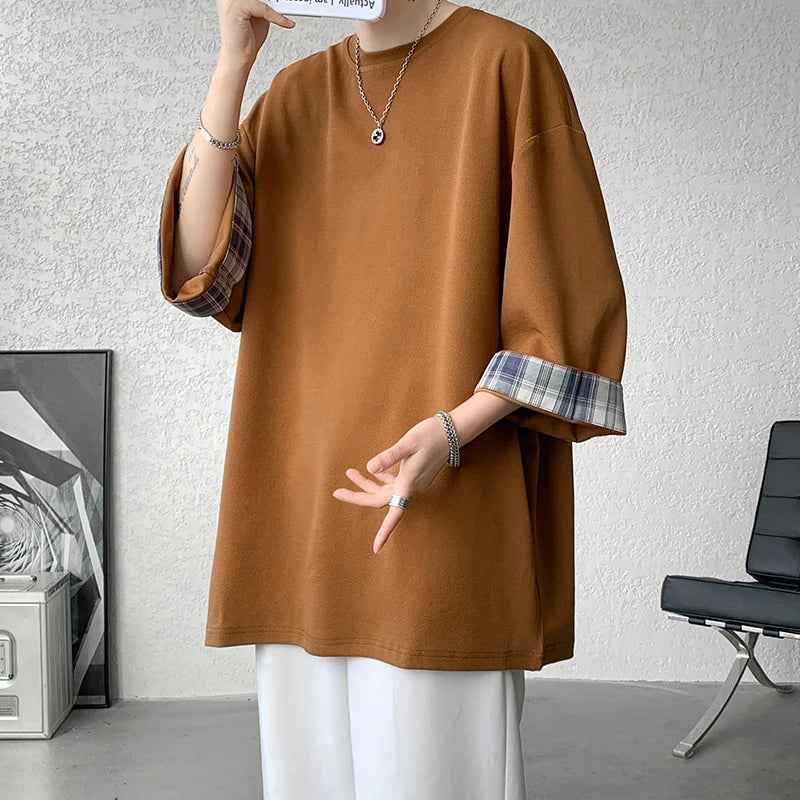 Cool Oversized Plaid Korean Style T-Shirt