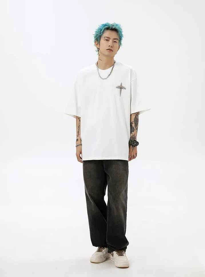 Y2K Oversized Freedom Hip Hop Print T-Shirt