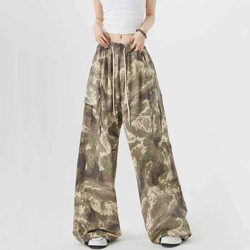 Streetwear Casual Vintage Camouflage Cargo Jeans