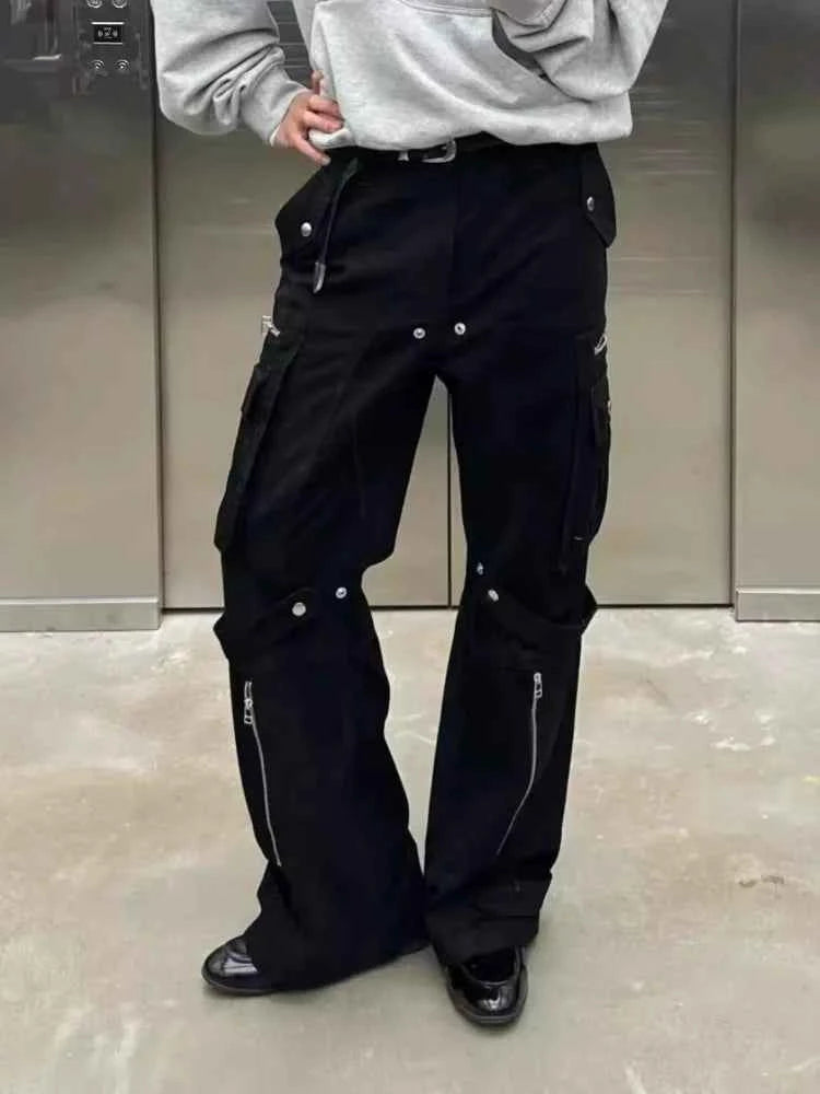 Y2K Black Cyber Slim Cargo Jeans