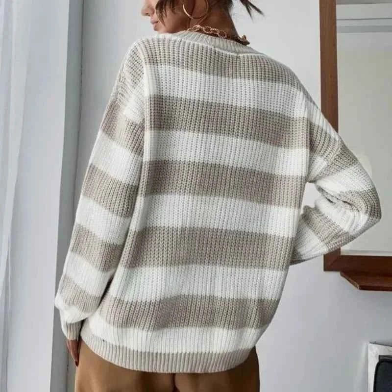 Women Retro Versatile Knitted Pullover Sweater
