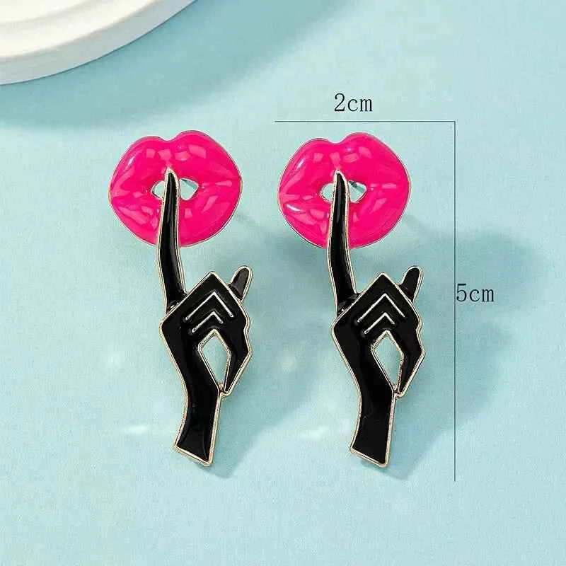Bold Red Lip Stud Earrings