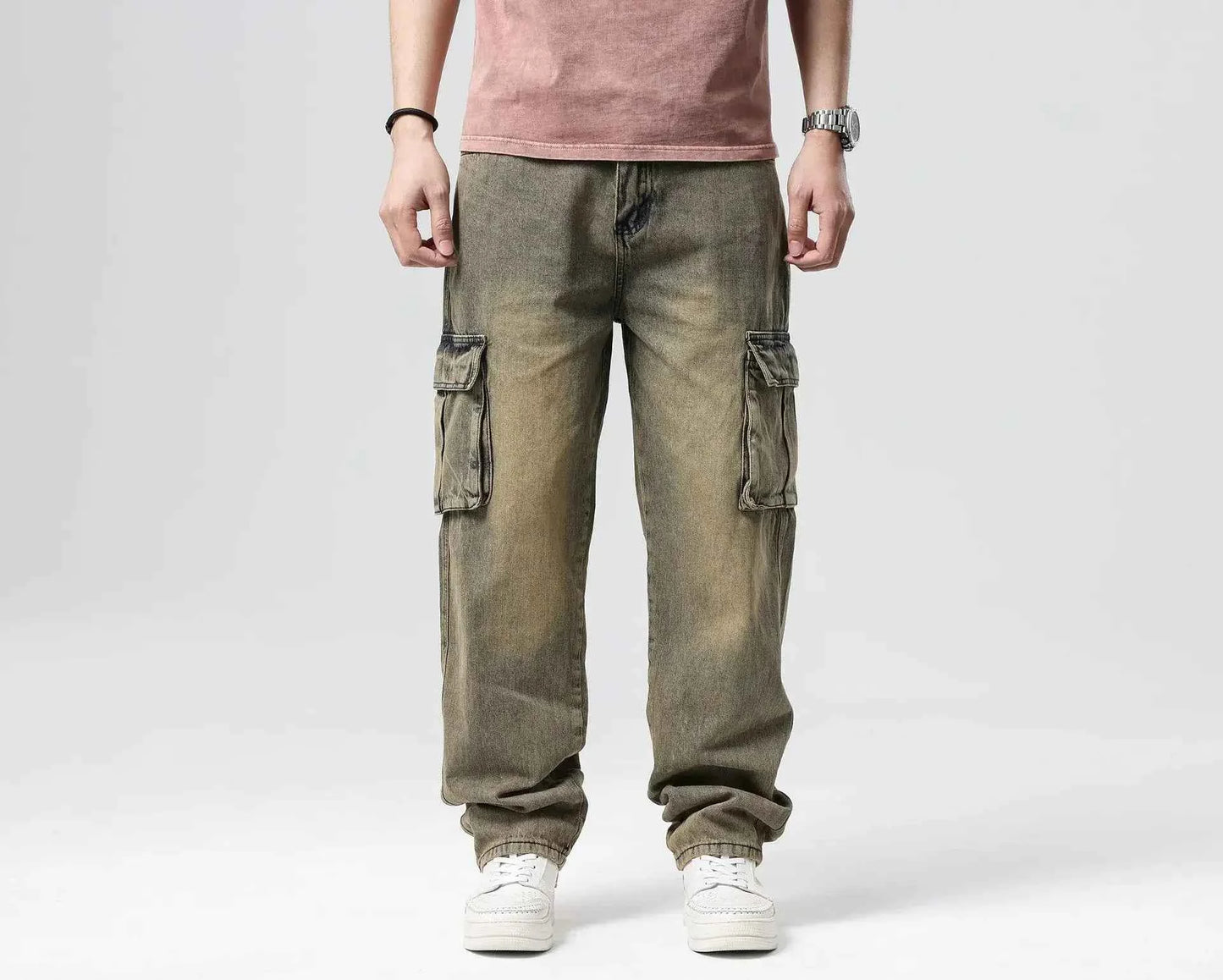 High Waist Distressed Baggy Straight Jeans
