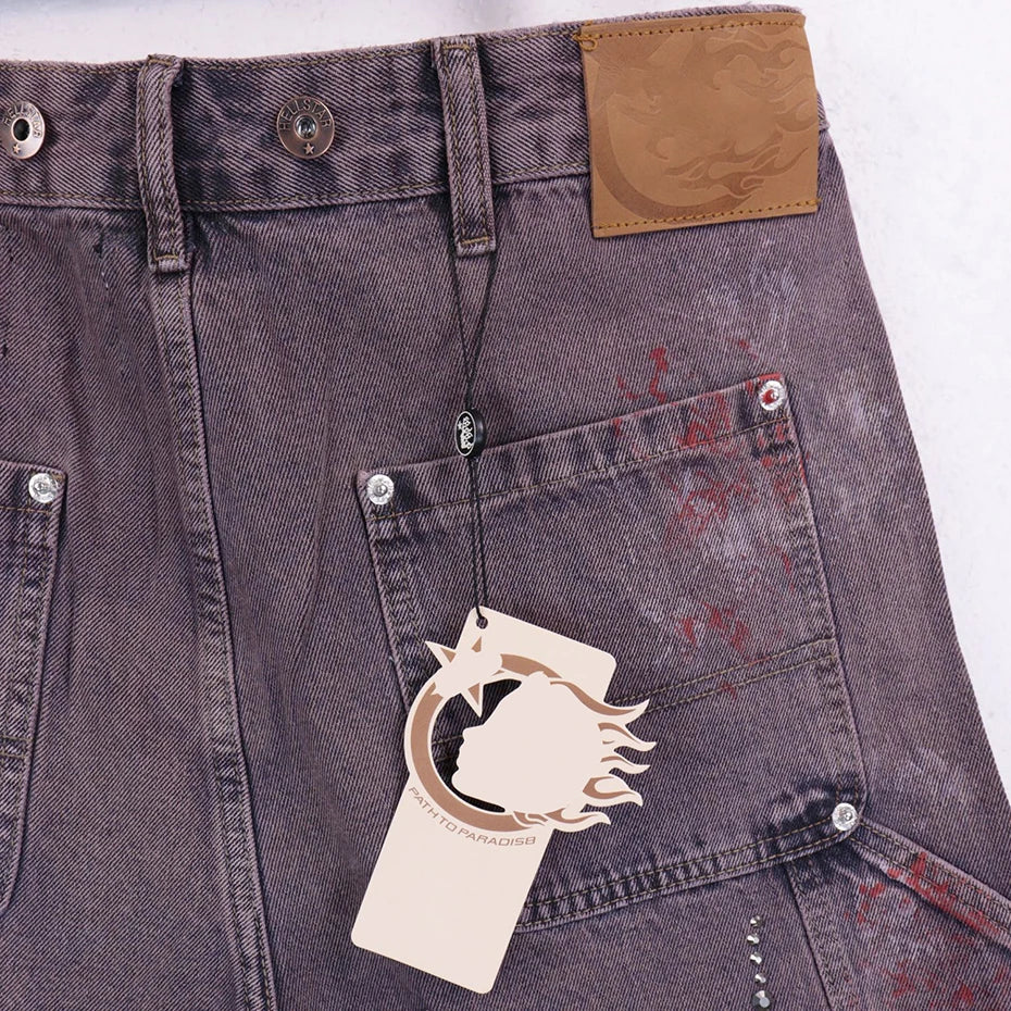Fire Diamond Denim Rhinestone Shorts