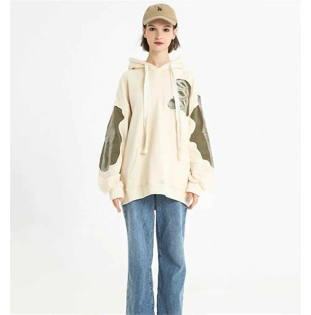 Autumn Skull Embroidered Hip Hop Cotton Hoodie