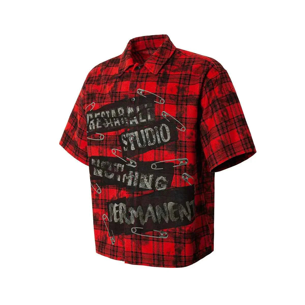 Durable Gothing Plaid Short Sleeve Red Casual Shirt