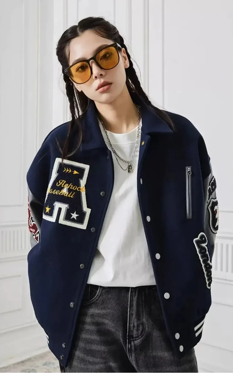Effortless Embroidered Baseball Varsity Jacket - Luxuryurbanwear