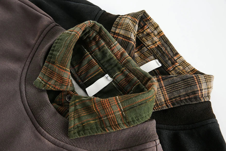 SP Two Pieces Plaid Pullover Sweatshirt