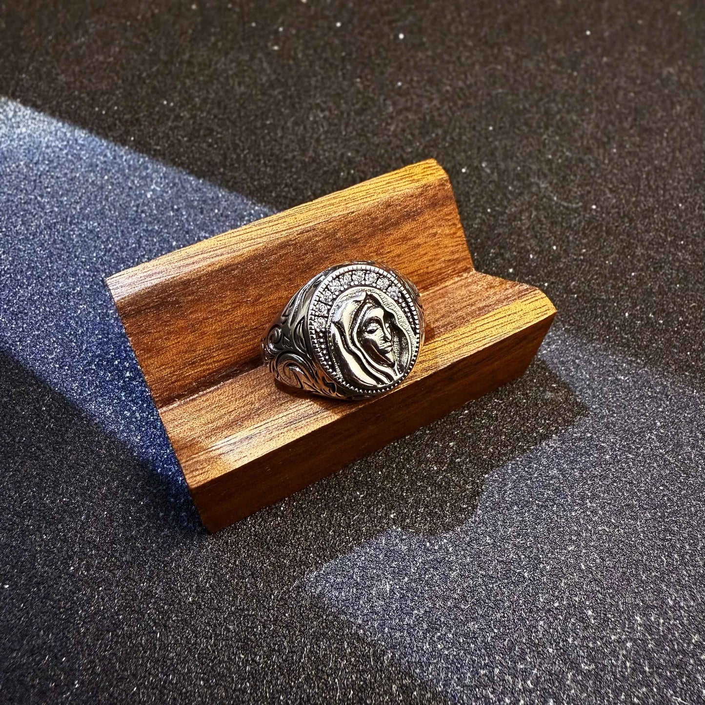 Gothic Virgin Mary Adjustable Open Ring
