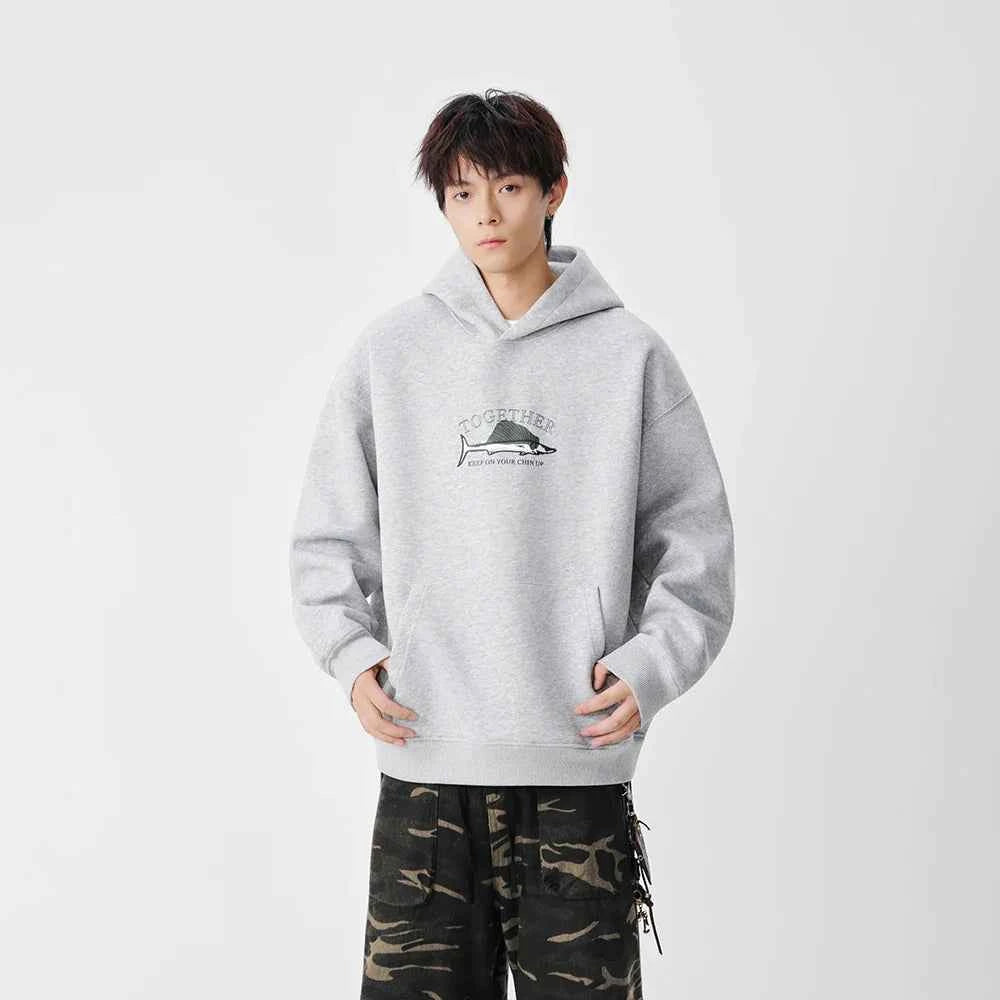 Streetwear Swordfish Print Casual Hoodie