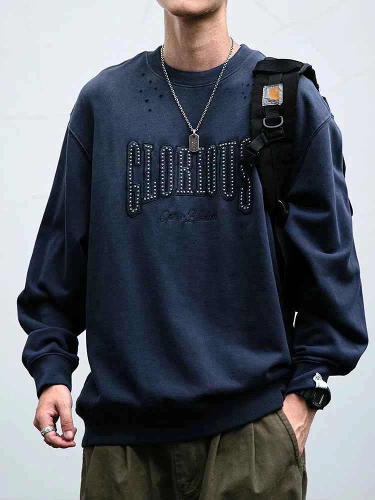 Ripped Casual Heavyweight Cotton Sweatshirt