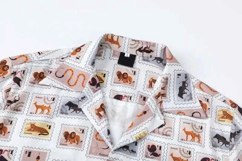 Cozy Tropical Animal Print Vintage Casual Shirt
